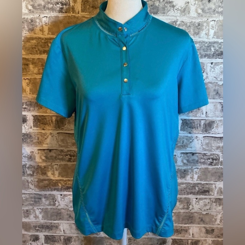 Tail sport top. Sz L. Beautiful blue w/snaps. Perfect for tennis or golf! - Picture 2 of 13